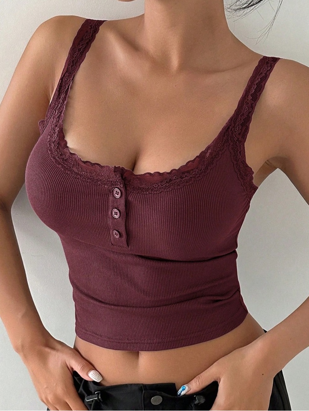Small SHEIN Red Burgundy Cropped Tank Top